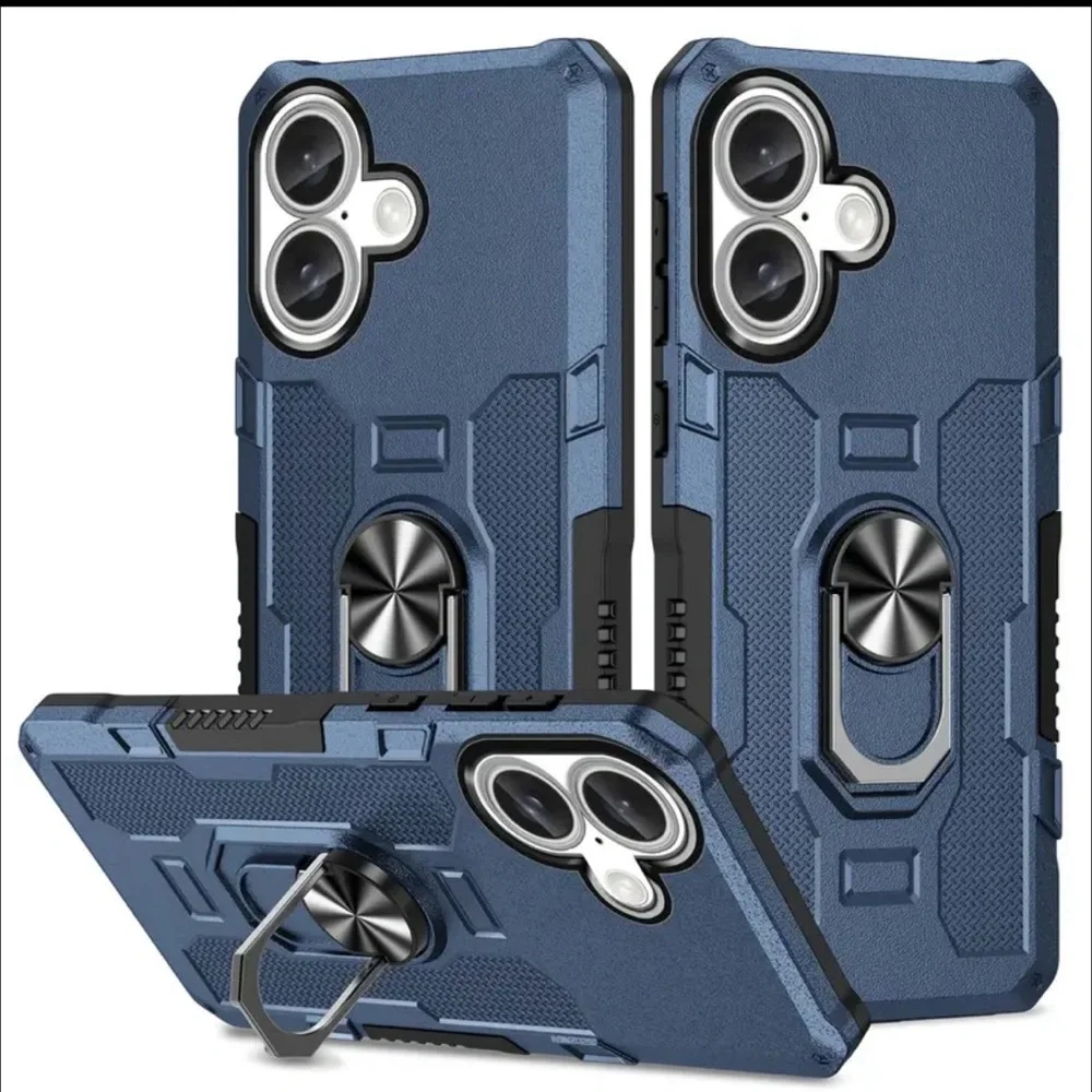 iPhone 15 Pro Phone Case Magnetic 360* Rotating Ringstand Unisex Blue